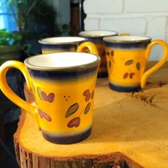 Set of 4 StoneLite Floral Bold Color Mugs - Picture 4 of 8